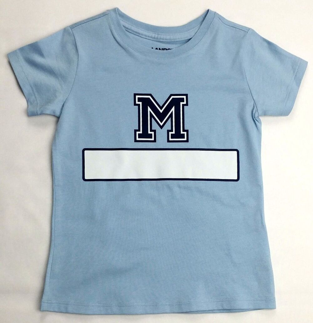 Lands End  T Shirt Short Sleeve Light Blue with Block M Logo New